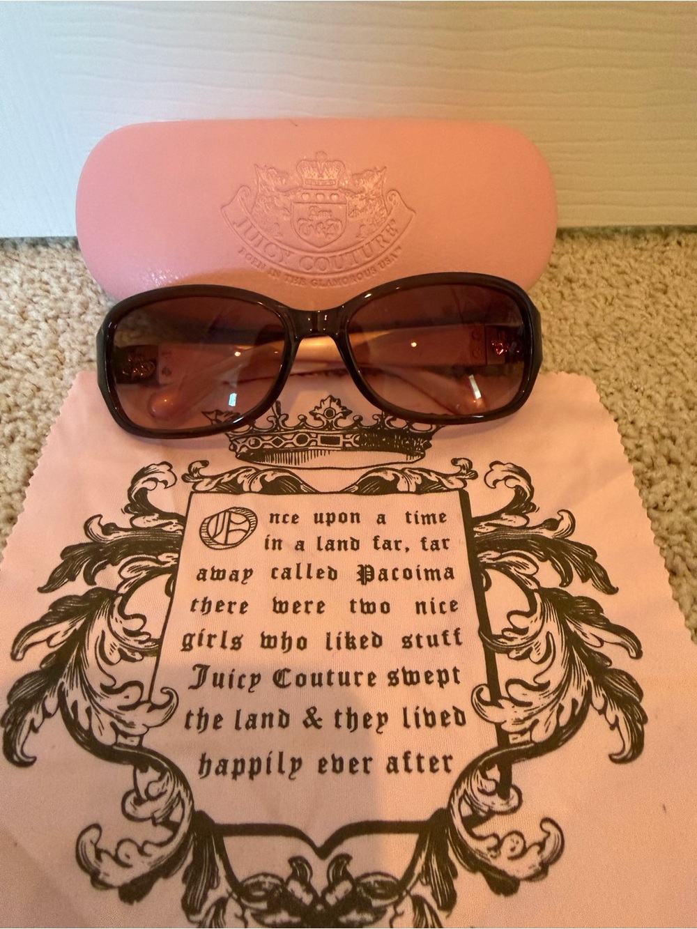 JUICY COUTURE Vintage Pink Healthy/S Sunglasses Shimmer Arms Crest Logo